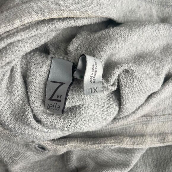 Z by Zella Plus 1X Hoodie Pullover Sweatshirt Gray Long Sleeve Pocket - Picture 2 of 12